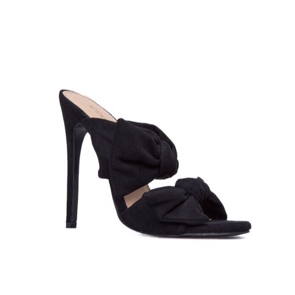 Shoe Dazzle Shoes - BNWT/In Box Black Double Bow Stiletto Slides